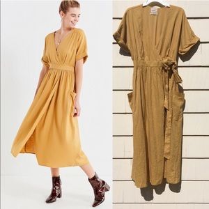 NWOT UO Linen Gold Wrap Dress